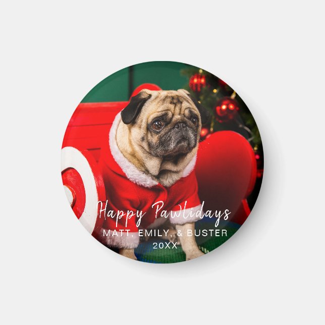 Christmas Pet Dog Puppy Photo Happy Pawlidays Fami Magnet (Front)