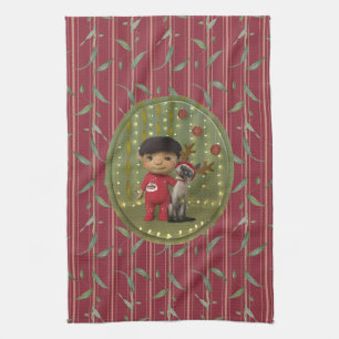 Christmas Pet Friend Tea Towel