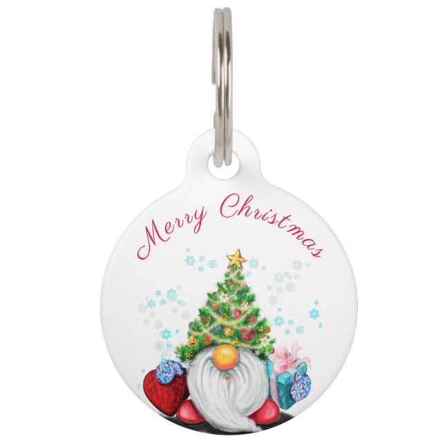 Christmas Pet ID Tag Gnome with Gifts - Fun (Front)