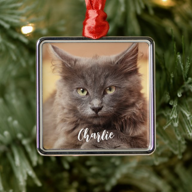 Christmas Pet Photo Name  Metal Tree Decoration (Tree)