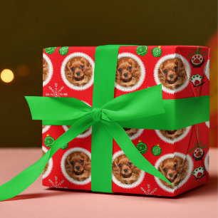 Christmas Pet Photo Pattern Treats Toys  Wrapping Paper Sheet