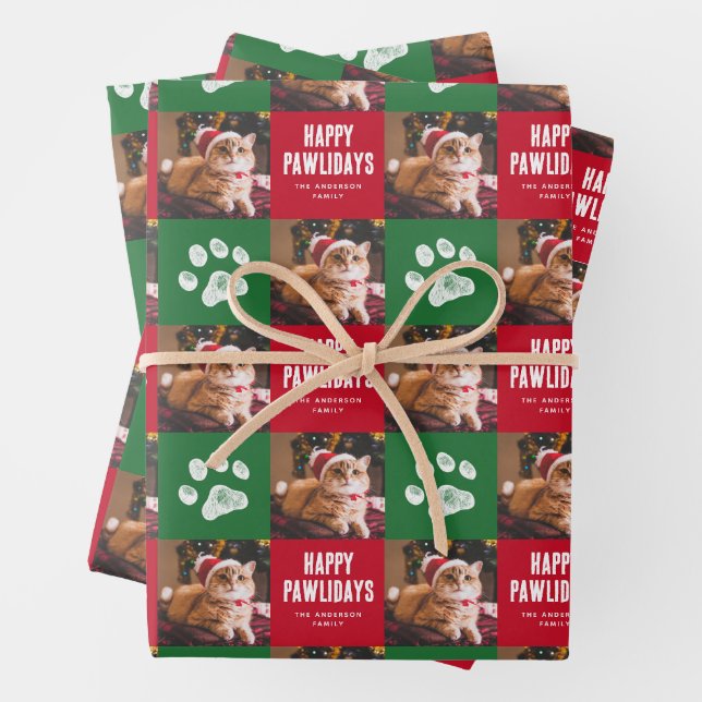 Christmas Pet Photo Wrapping Paper Sheet (In situ)