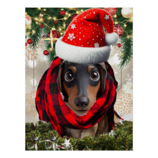 Christmas Pet Portrait from Photo  Poster