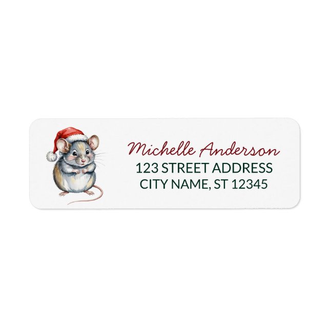 Christmas Pet Rat with Santa Hat Return Address (Front)