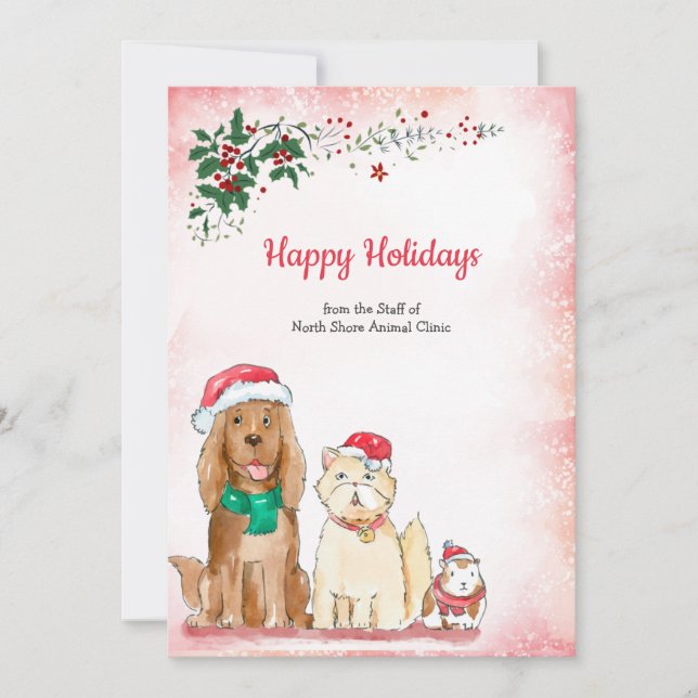 Christmas Pets Veterinary Holiday Card (Front)