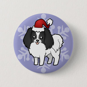 Christmas Phalene / Japanese Chin 6 Cm Round Badge