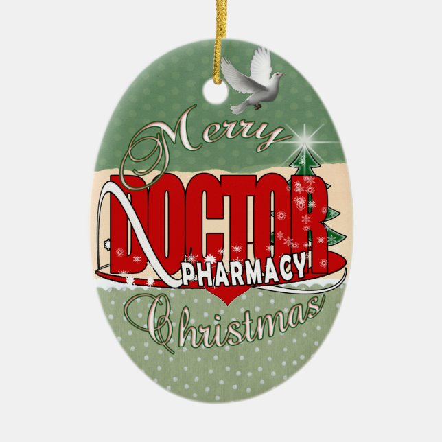 CHRISTMAS PHARMACY DOCTOR CERAMIC TREE DECORATION (Front)