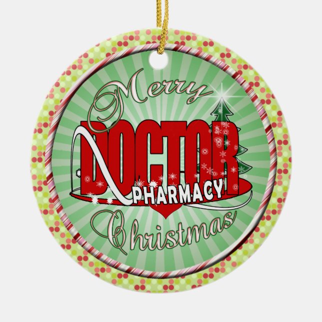 CHRISTMAS PHARMACY DOCTOR CERAMIC TREE DECORATION (Front)