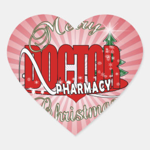 CHRISTMAS PHARMACY DOCTOR HEART STICKER