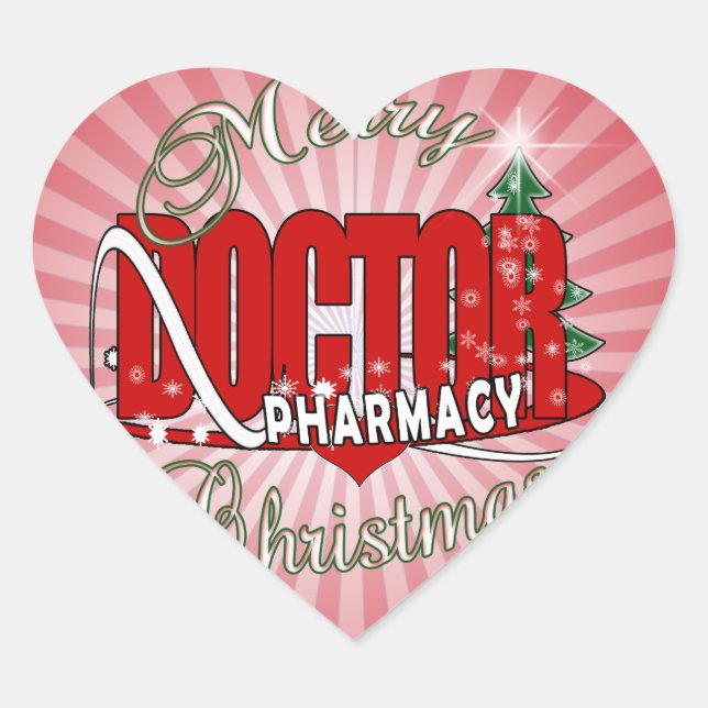 CHRISTMAS PHARMACY DOCTOR HEART STICKER (Front)