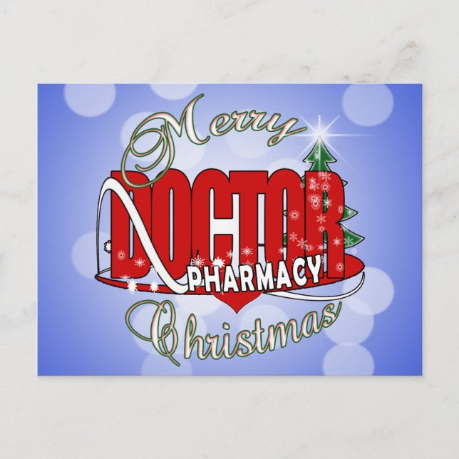 CHRISTMAS PHARMACY DOCTOR HOLIDAY POSTCARD (Front)