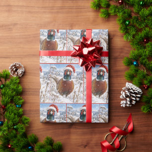 Christmas Pheasant in Winter Field Wrapping Paper