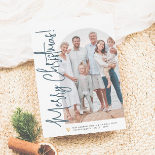 Christmas Photo Arch & Gold Heart EDITABLE COLOR Holiday Card