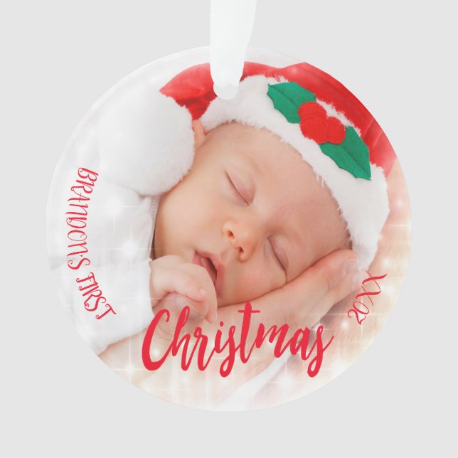 Christmas photo baby’s 1st  ornament (Front)