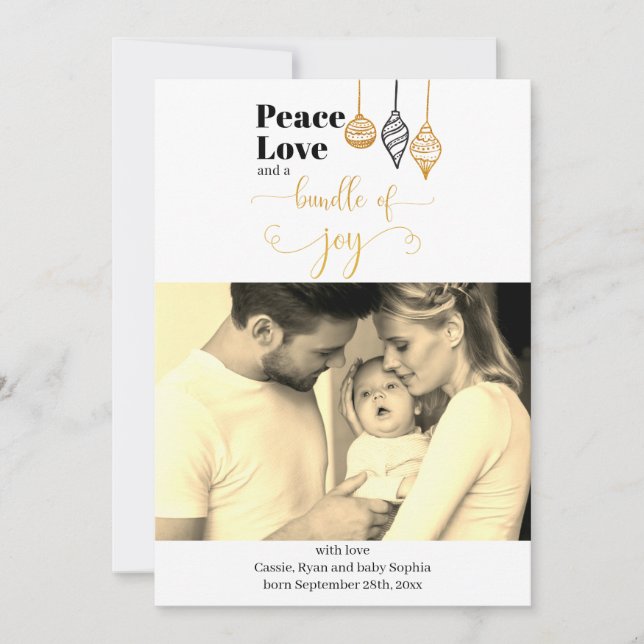 Christmas Photo Bundle of Joy Birth Announcement (Front)