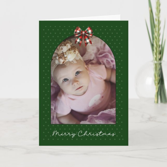 Christmas Photo Card Classic Arch with Red Green (Front)