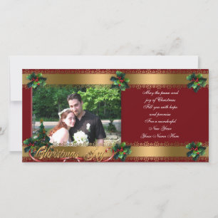 Christmas photo card elegant gold classic