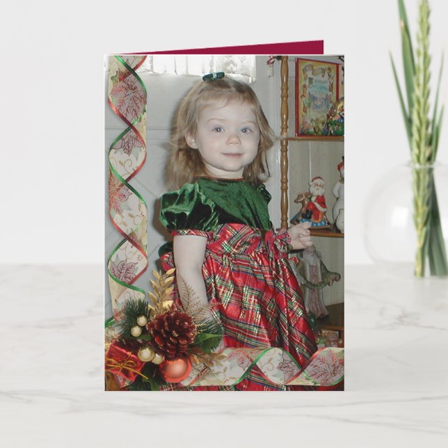 Christmas photo card elegant ribbons (Front)