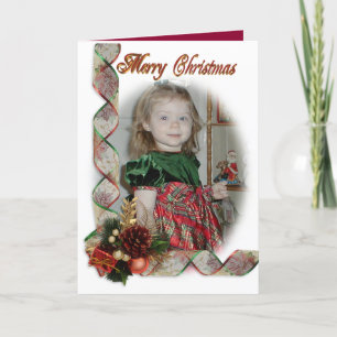Christmas photo card elegant ribbons