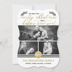 Christmas Photo Card, Faux Gold Foil Holiday Card