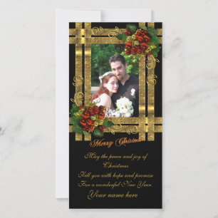 Christmas photo card gold elegance