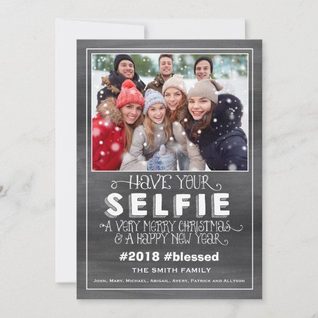 Christmas Photo Card, Holiday Photo Card, Selfie Card (Front)
