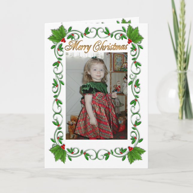 Christmas photo card Holly Frame (Front)