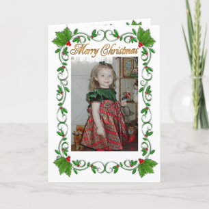Christmas photo card Holly Frame