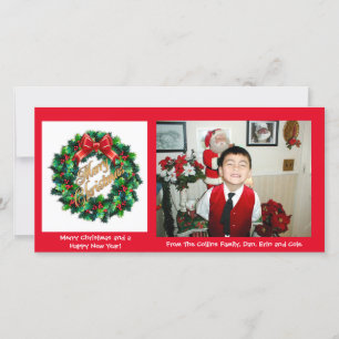 Christmas Photo card Holly Wreath