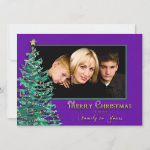 Christmas Photo Card - Large -  Tree - Purple