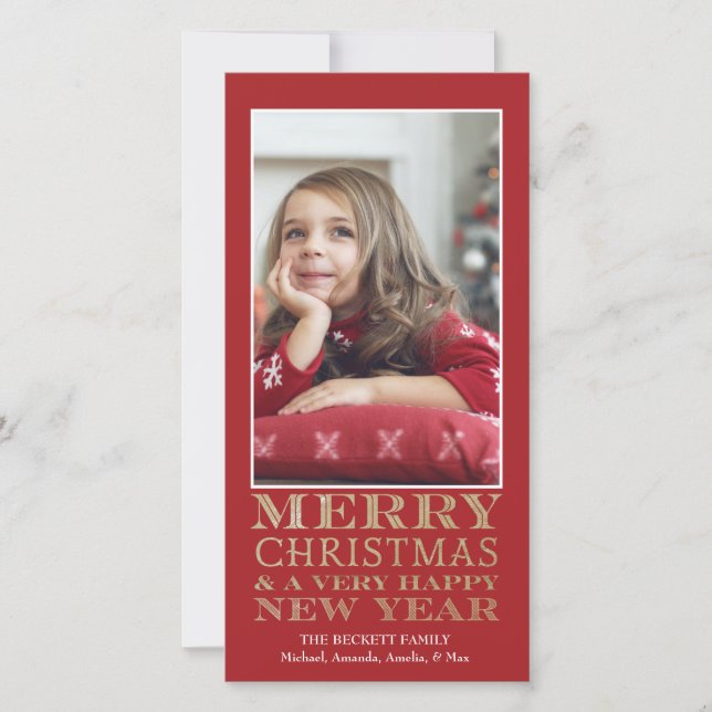 Christmas Photo Card - Merry Christmas Gold (Front)