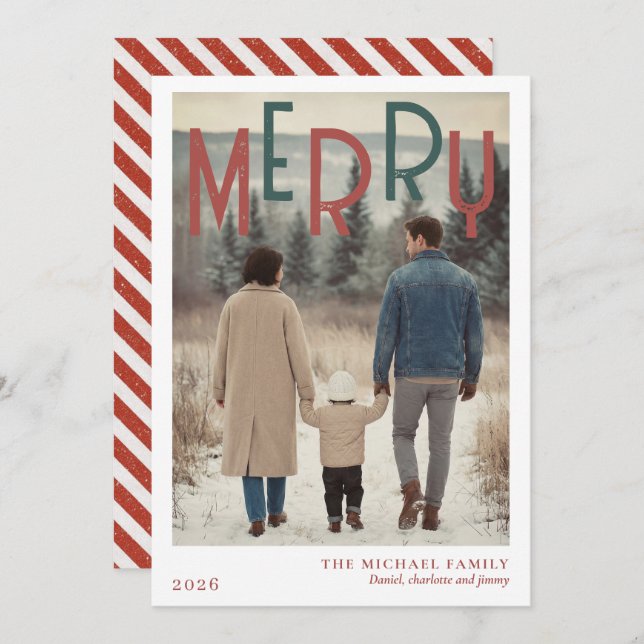 Christmas Photo Card  Modern Minimal Holiday (Front/Back)