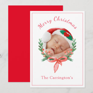 Christmas Photo Card Pine Wreath Holiday Card