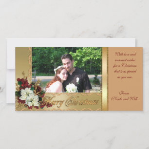 Christmas Photo card poinsettias