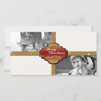 Christmas Photo Card - Red & Gold Gift Seal Stars