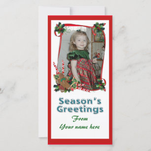 Christmas photo card ribbons and candy