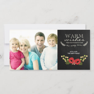 Christmas Photo Card Vintage Floral Chalkboard