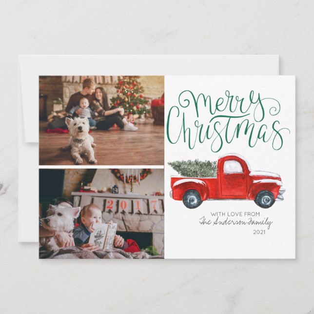 Christmas Photo Card - Vintage Red Truck (Front)