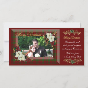 Christmas photo card white poinsettias