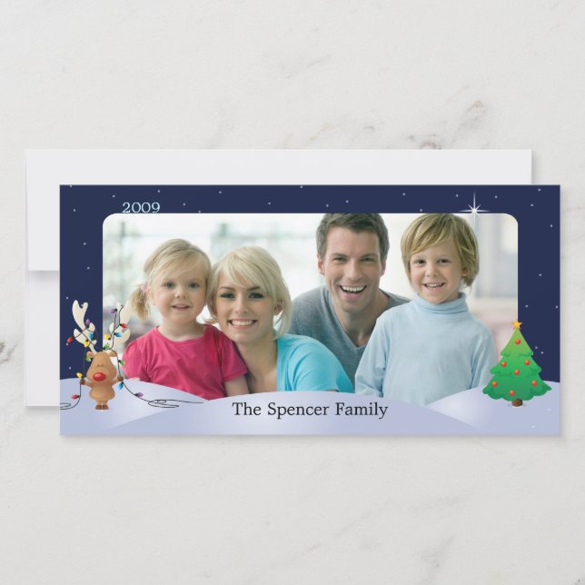 Christmas Photo Card with Rudolph (Front)