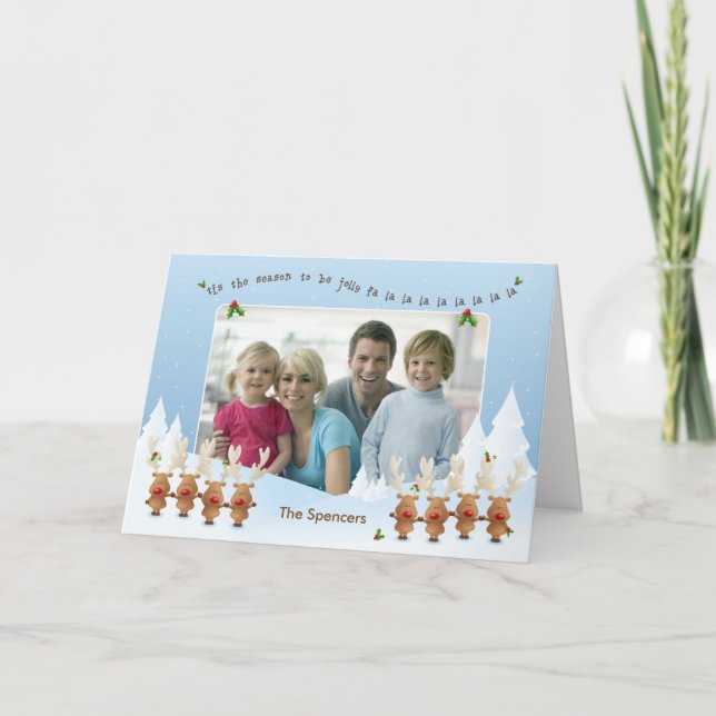 Christmas Photo Card with Singing Reindeer (Front)