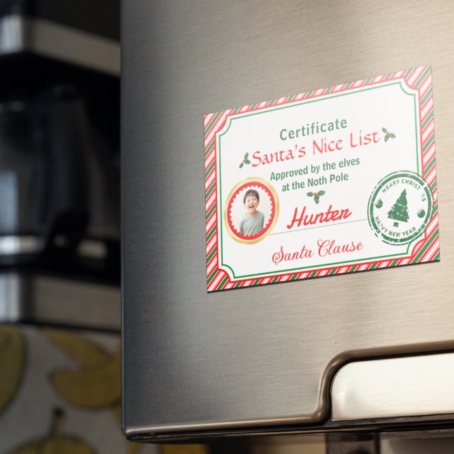 Christmas Photo Certificate Santa Nice List Magnet (Creator Uploaded)