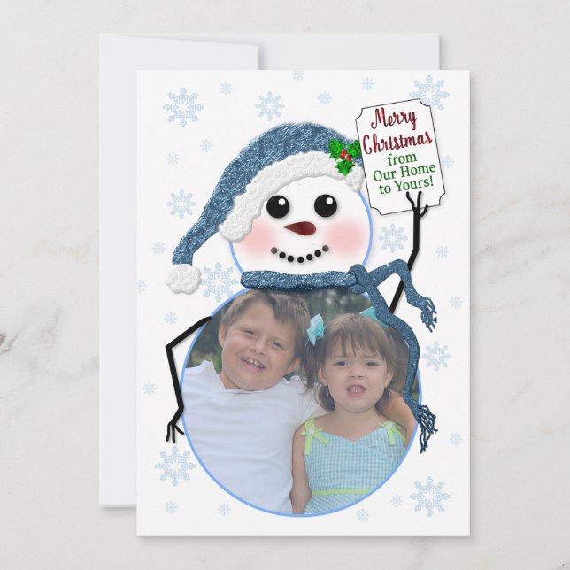 Christmas, Photo Circle Insert,  Snowman Invitation (Front)