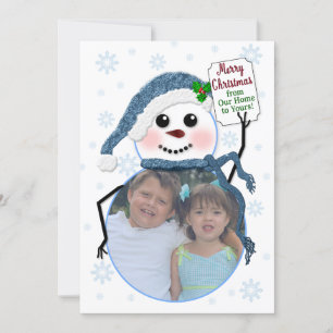 Christmas, Photo Circle Insert,  Snowman Invitation