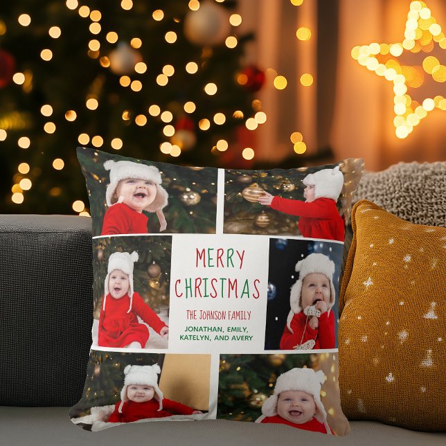 Christmas Photo Collage Beautiful Personalised Cushion (Creator Uploaded)