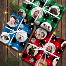 Christmas Photo Collage Buffalo Plaid Custom
