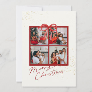 Christmas Photo Collage Card w Red Present