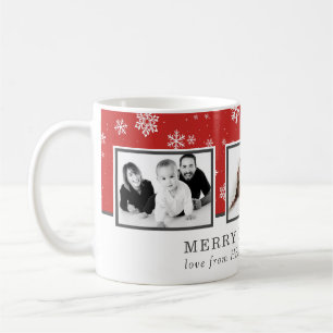 Christmas Photo Collage Custom Family Red Holiday Coffee Mug