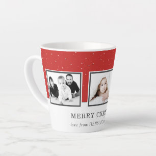 Christmas Photo Collage Custom Family Red Holiday Latte Mug