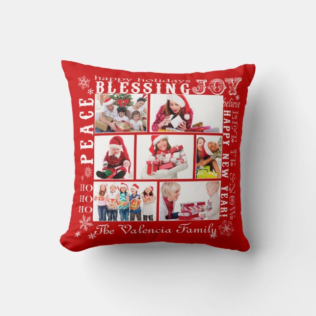 Christmas Photo Collage-Fully Customisable Pillow (Front)